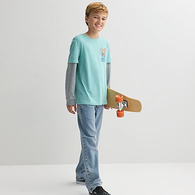 Boys 8-20 Sonoma Goods For Life® Layered Long Sleeve Twofer Graphic Tee in Regular & Husky