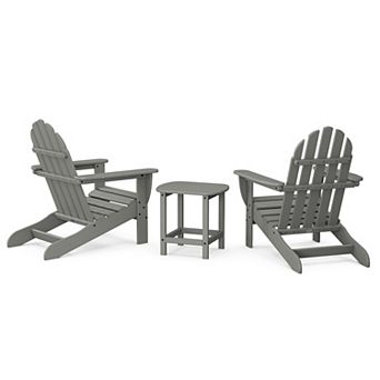 POLYWOOD Classic Outdoor Adirondack 3 pc Set with South Beach Side Table