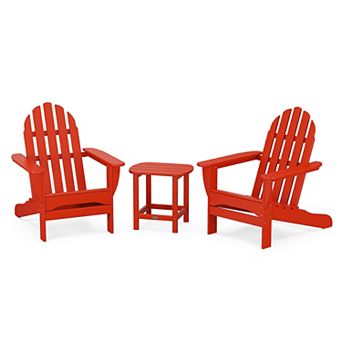 POLYWOOD Classic Outdoor Adirondack 3 pc Set with South Beach Side Table
