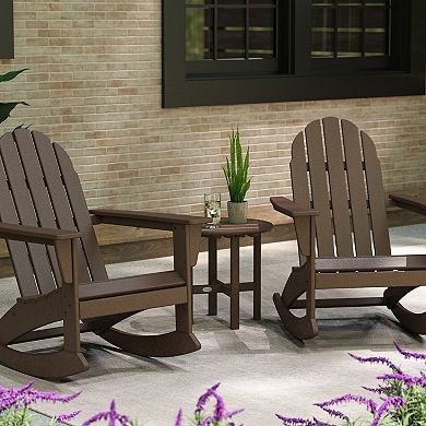 POLYWOOD Outdoor Vineyard Adirondack Rocking Chair & Side Table 3-Piece Set