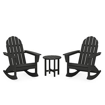 POLYWOOD Outdoor Vineyard Adirondack Rocking Chair & Side Table 3 pc Set
