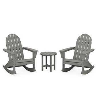 POLYWOOD Outdoor Vineyard Adirondack Rocking Chair & Side Table 3 pc Set