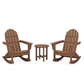 POLYWOOD Outdoor Vineyard Adirondack Rocking Chair & Side Table 3 pc Set
