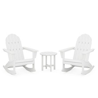 POLYWOOD Outdoor Vineyard Adirondack Rocking Chair & Side Table 3 pc Set