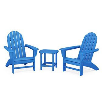 POLYWOOD Outdoor Vineyard Adirondack 3 pc Set with South Beach Side Table