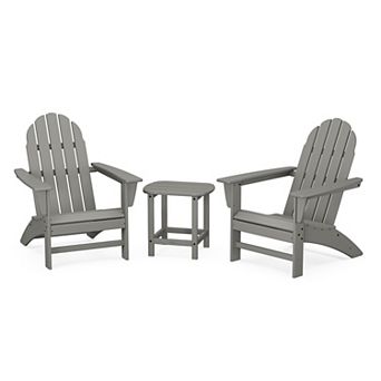 POLYWOOD Outdoor Vineyard Adirondack 3 pc Set with South Beach Side Table