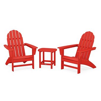 POLYWOOD Outdoor Vineyard Adirondack 3 pc Set with South Beach Side Table