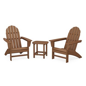 POLYWOOD Outdoor Vineyard Adirondack 3 pc Set with South Beach Side Table