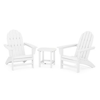 POLYWOOD Outdoor Vineyard Adirondack 3 pc Set with South Beach Side Table