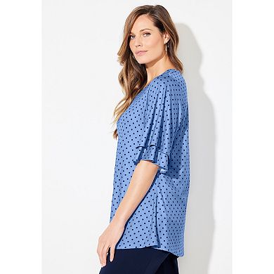 Catherines Women's Plus Size Flutter Sleeve Swing Top