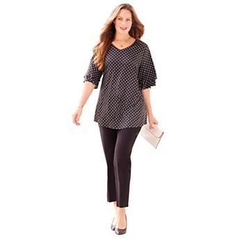 Catherines Women's Plus Size Flutter Sleeve Swing Top