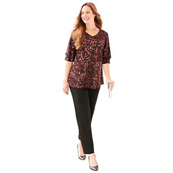 Catherines Women's Plus Size Flutter Sleeve Swing Top