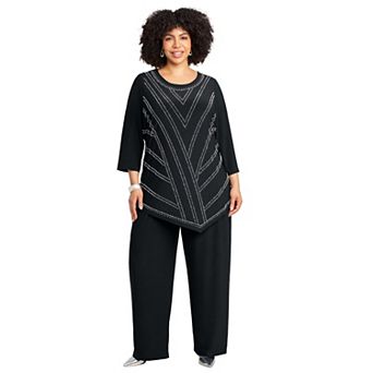 Catherines Women's Plus Size 2 pc Dazzle Zig Zag Pant Set