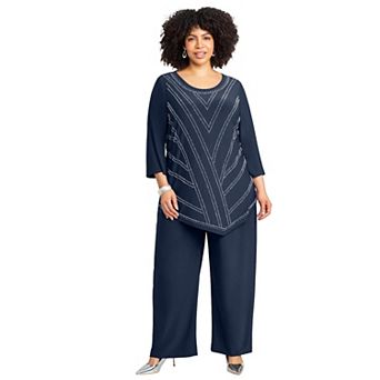 Catherines Women's Plus Size 2 pc Dazzle Zig Zag Pant Set
