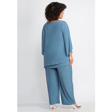 Catherines Women's Plus Size 2-Piece Embellished Keyhole Pant Set