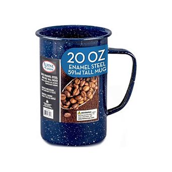 Alpine Cuisine Enamel Steel Dark Blue Speckle Tall Mug 20oz - Both Hot & Cold Beverage Coffee Mug