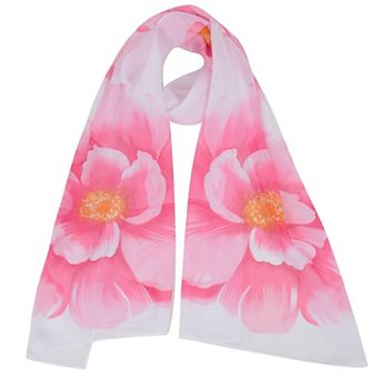 Floral Print Chiffon Scarf Lightweight Sheer Shawl Wraps Scarves for Women 19.69 x 63 in