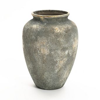 LuxenHome Rustic Gold and Brown Terracotta 15.2-Inch Tall Urn Vase