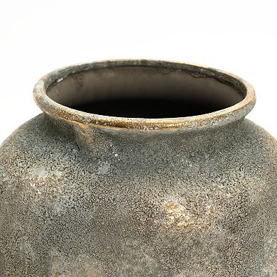 LuxenHome Rustic Gold and Brown Terracotta 15.2-Inch Tall Urn Vase