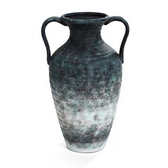 LuxenHome Mottled Gray Ceramic 18.5-Inch Tall Vase