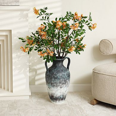 LuxenHome Mottled Gray Ceramic 18.5-Inch Tall Vase