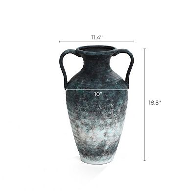 LuxenHome Mottled Gray Ceramic 18.5-Inch Tall Vase