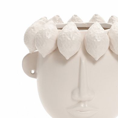 LuxenHome Classic White Ceramic Modern Head 9.6-Inch Tall Vase