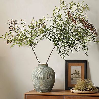 LuxenHome Rustic Gold and Brown Terracotta 7.5" Round Bud Vase