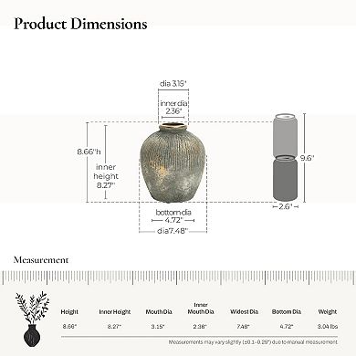 LuxenHome Rustic Gold and Brown Terracotta 7.5" Round Bud Vase