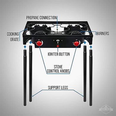 Hike Crew Double-Burner 150,000 BTU Gas Camping Stove, Portable Stove w/Auto Ignition & More!