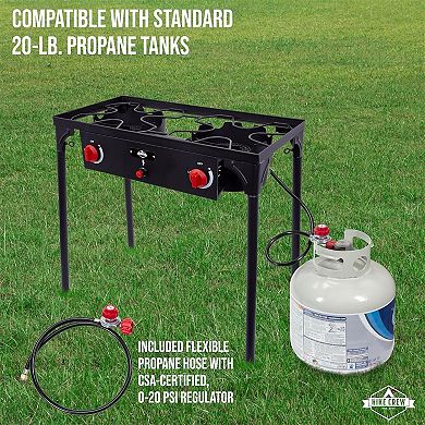 Hike Crew Double-Burner 150,000 BTU Gas Camping Stove, Portable Stove w/Auto Ignition & More!