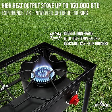 Hike Crew Double-Burner 150,000 BTU Gas Camping Stove, Portable Stove w/Auto Ignition & More!