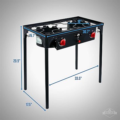 Hike Crew Double-Burner 150,000 BTU Gas Camping Stove, Portable Stove w/Auto Ignition & More!