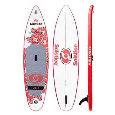 Solstice Watersports Lanai 10 Foot Inflatable Stand-Up Paddle Board Kit, Red