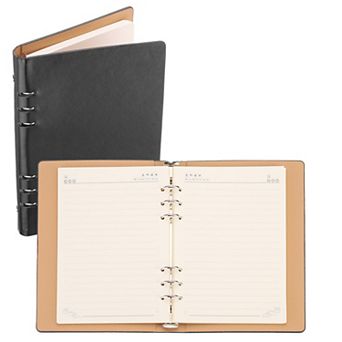 6 Ring Binder Cover, A5 Leather Notebook Binder Loose Leaf Personal Planner with 80 Sheets