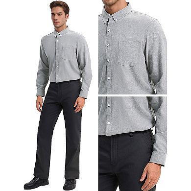 Men's Long Sleeve Button Down Collar Regular Fit Business Oxford Dress Shirt