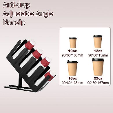 Cup and Lid Holder Paper Coffee Cup Dispenser Organizer with 4 Compartment for Kitchen