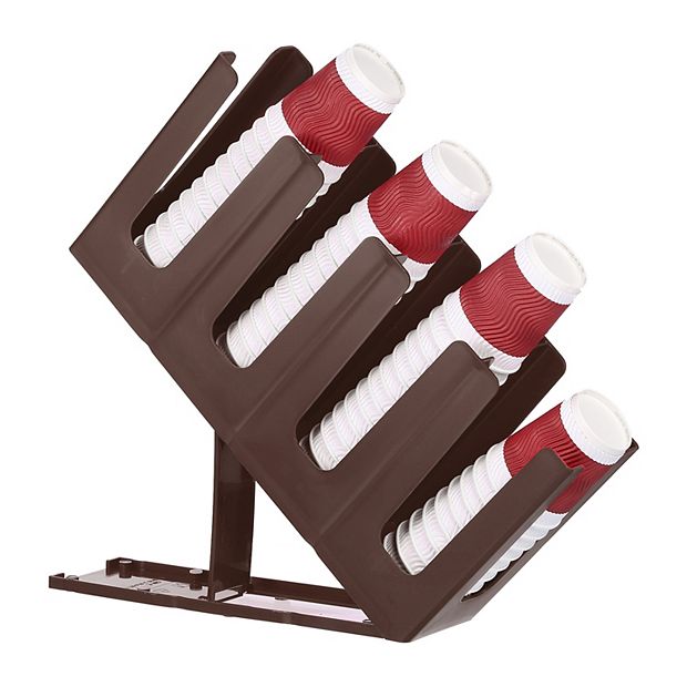 Cup and Lid Holder Paper Coffee Cup Dispenser Organizer with 4 Compartment  for Kitchen