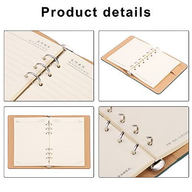 6 Ring Binder Cover, 2 Pack A5 Leather Notebook Binder with 160 Sheets Paper