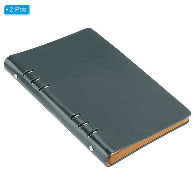 6 Ring Binder Cover, 2 Pack A5 Leather Notebook Binder with 160 Sheets Paper