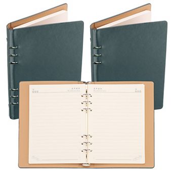 6 Ring Binder Cover, 2 Pack A5 Leather Notebook Binder with 160 Sheets Paper
