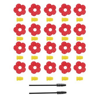 20 pc Hummingbird Feeder Parts with 2 pc Cleaning Brush, Flowers for Hummingbird Feeder