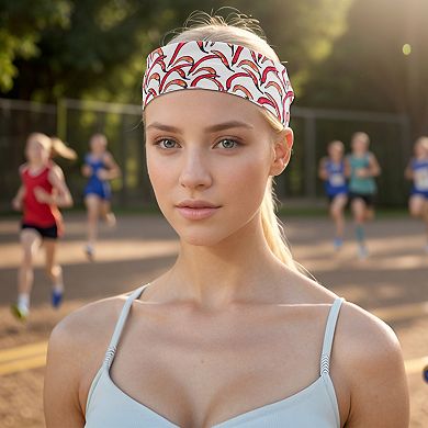 Breathable Headband Printed Sweat Headband for Sport Pink Red 1 Pc