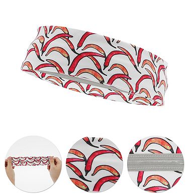 Breathable Headband Printed Sweat Headband for Sport Pink Red 1 Pc