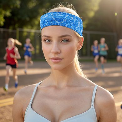 Breathable Headband Printed Sweat Headband for Sport Lake Blue 1 Pc