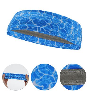 Breathable Headband Printed Sweat Headband for Sport Lake Blue 1 Pc