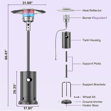 Sersper 48,000 BTU Stainless Steel Patio Heater