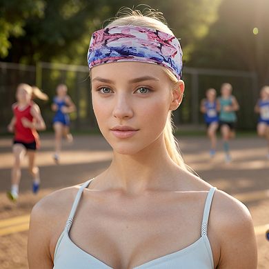 Breathable Headband Printed Sweat Headband for Sport Pink Purple 1 Pc