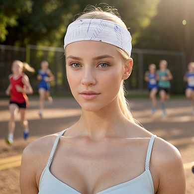 Breathable Headband Printed Sweat Headband for Sport Pink White 1 Pc