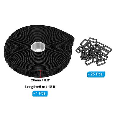 Hook and Loop Straps with 25Pcs Plastic Buckle, Fastening Cinch Strap